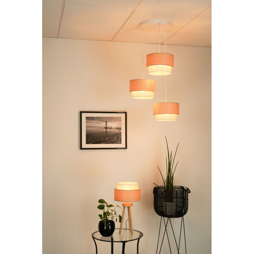 Brilagi - Hanglamp aan een koord ARIZONA BOHO 3xE27/15W/230V beige/wit