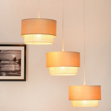 Brilagi - Hanglamp aan een koord ARIZONA BOHO 3xE27/15W/230V beige/wit
