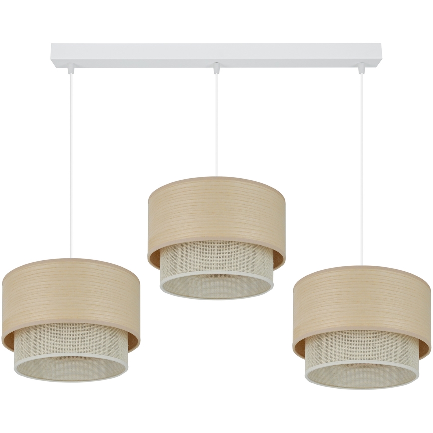 Brilagi - Hanglamp aan een koord ARIZONA BOHO 3xE27/15W/230V beige/wit