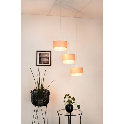 Brilagi - Hanglamp aan een koord ARIZONA BOHO 3xE27/15W/230V beige/wit