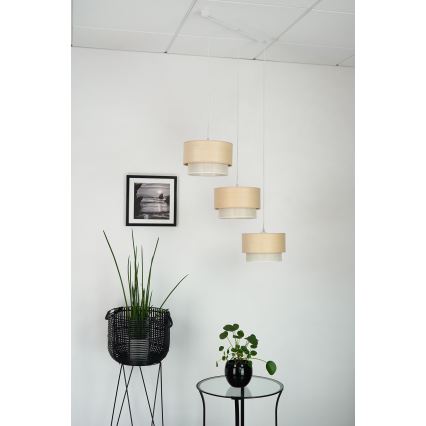 Brilagi - Hanglamp aan een koord ARIZONA BOHO 3xE27/15W/230V beige/wit