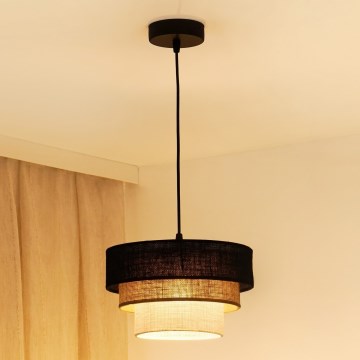 Brilagi - Hanglamp aan een koord ASPEN LUNETA 1xE27/15W/230V diameter 25 cm zwart/beige/crème