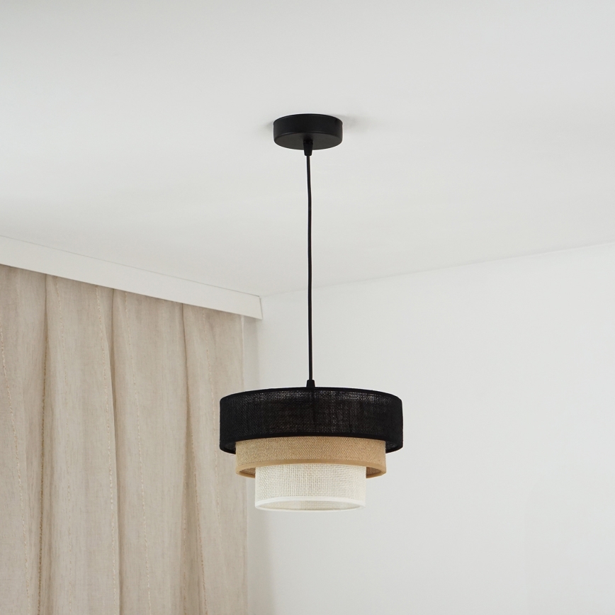 Brilagi - Hanglamp aan een koord ASPEN LUNETA 1xE27/15W/230V diameter 25 cm zwart/beige/crème