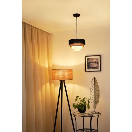 Brilagi - Hanglamp aan een koord ASPEN LUNETA 1xE27/15W/230V diameter 25 cm zwart/beige/crème
