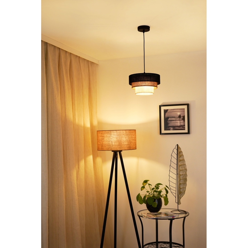 Brilagi - Hanglamp aan een koord ASPEN LUNETA 1xE27/15W/230V diameter 25 cm zwart/beige/crème
