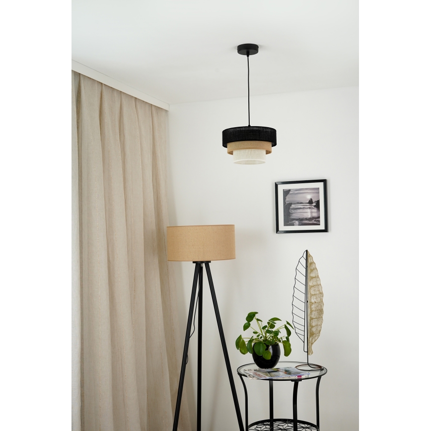 Brilagi - Hanglamp aan een koord ASPEN LUNETA 1xE27/15W/230V diameter 25 cm zwart/beige/crème