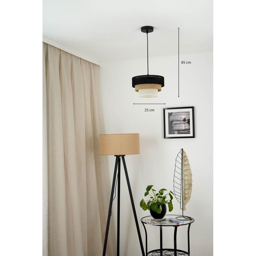 Brilagi - Hanglamp aan een koord ASPEN LUNETA 1xE27/15W/230V diameter 25 cm zwart/beige/crème