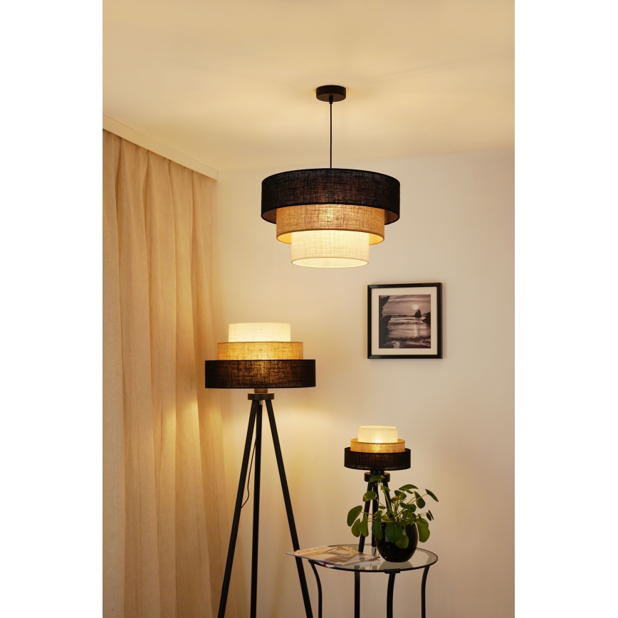 Brilagi - Hanglamp aan een koord ASPEN LUNETA 1xE27/15W/230V diameter 45 cm zwart/beige/crème