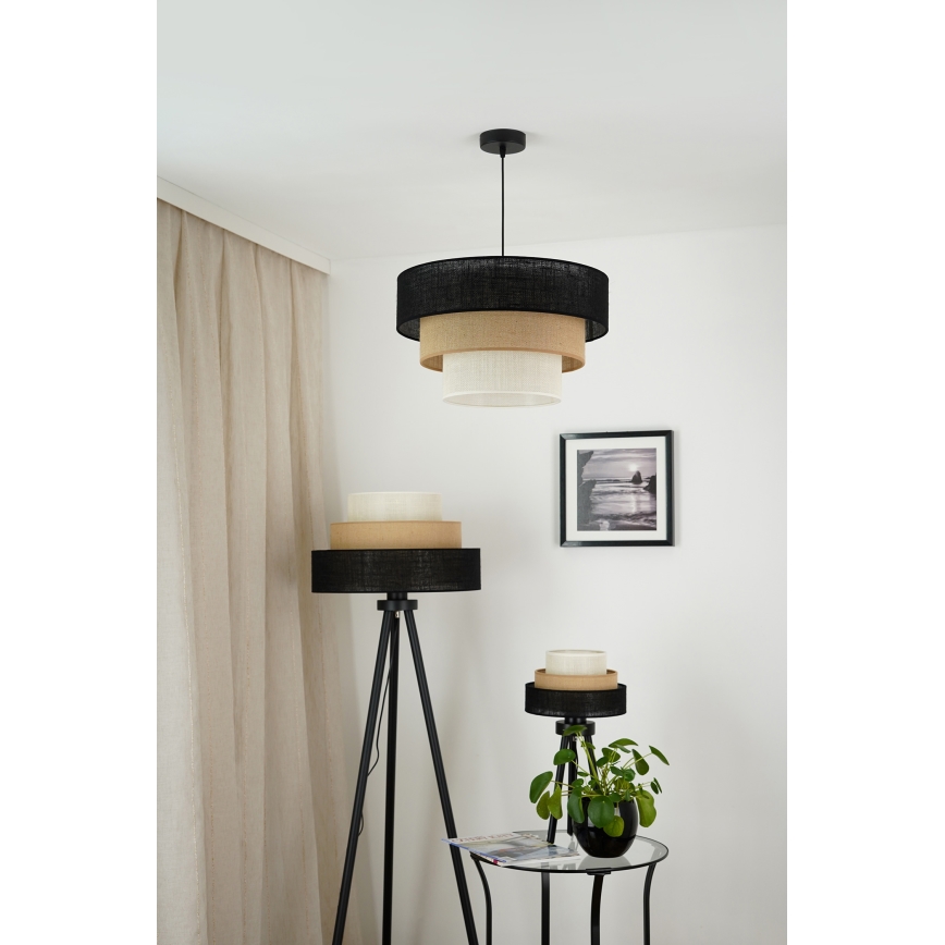 Brilagi - Hanglamp aan een koord ASPEN LUNETA 1xE27/15W/230V diameter 45 cm zwart/beige/crème