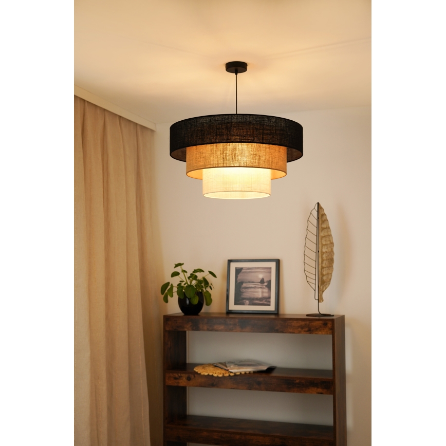 Brilagi - Hanglamp aan een koord ASPEN LUNETA 1xE27/15W/230V diameter 60 cm zwart/beige/crème