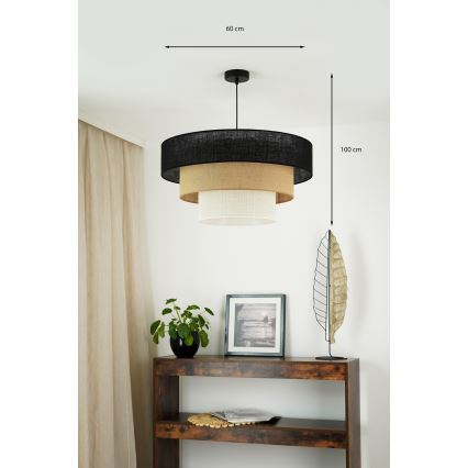 Brilagi - Hanglamp aan een koord ASPEN LUNETA 1xE27/15W/230V diameter 60 cm zwart/beige/crème