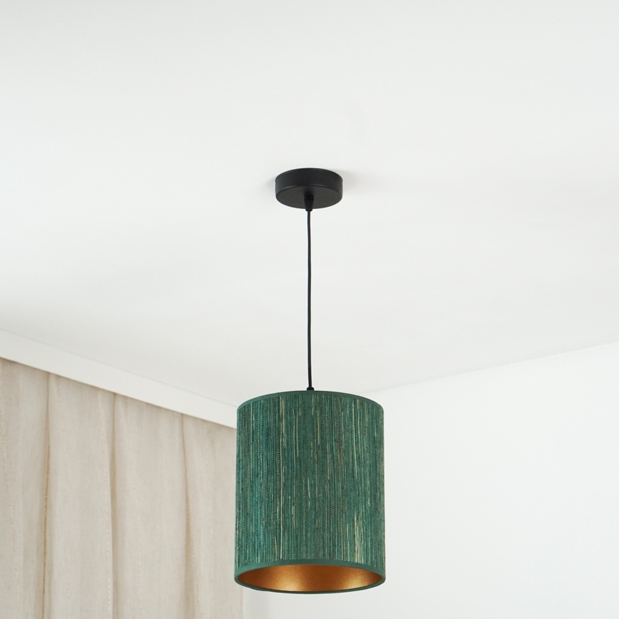 Brilagi - Hanglamp aan een koord BOSTON ROLLER 1xE27/15W/230V diameter 21 cm stro groen/goud