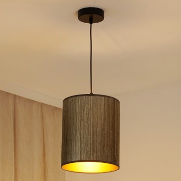 Brilagi - Hanglamp aan een koord BOSTON ROLLER 1xE27/15W/230V diameter 21 cm stro bruin/goud
