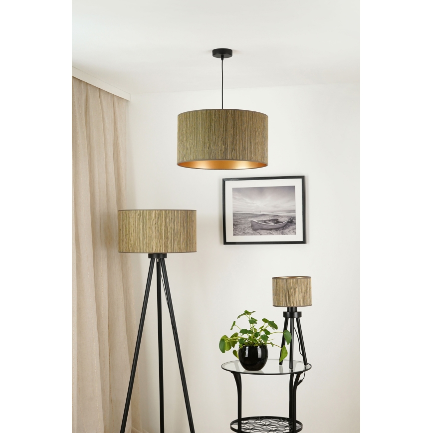 Brilagi - Hanglamp aan een koord BOSTON ROLLER 1xE27/15W/230V diameter 45 cm stro bruin/goud