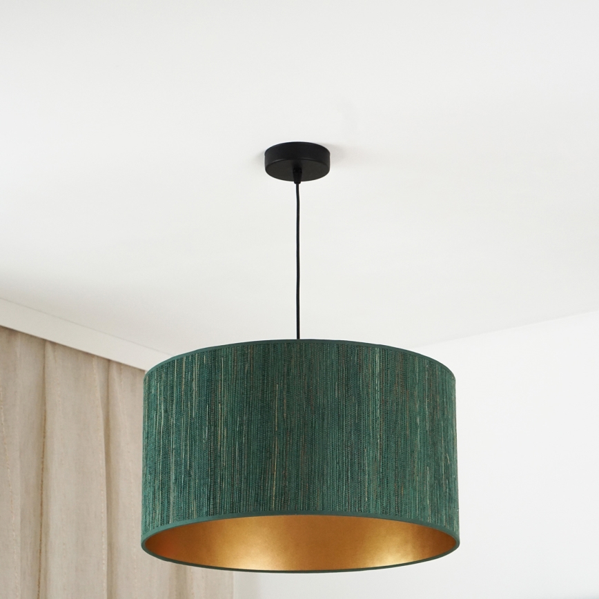 Brilagi - Hanglamp aan een koord BOSTON ROLLER 1xE27/15W/230V diameter 45 cm stro groen/goud