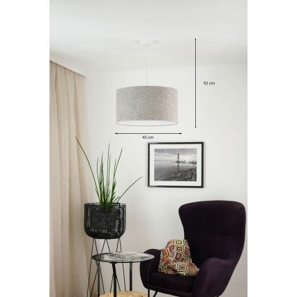Brilagi - Hanglamp aan een koord BOUCLE ROLLER 1xE27/15W/230V diameter 45 cm grijs