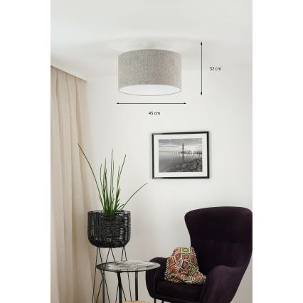 Brilagi - Hanglamp aan een koord BOUCLE ROLLER 1xE27/15W/230V diameter 45 cm grijs