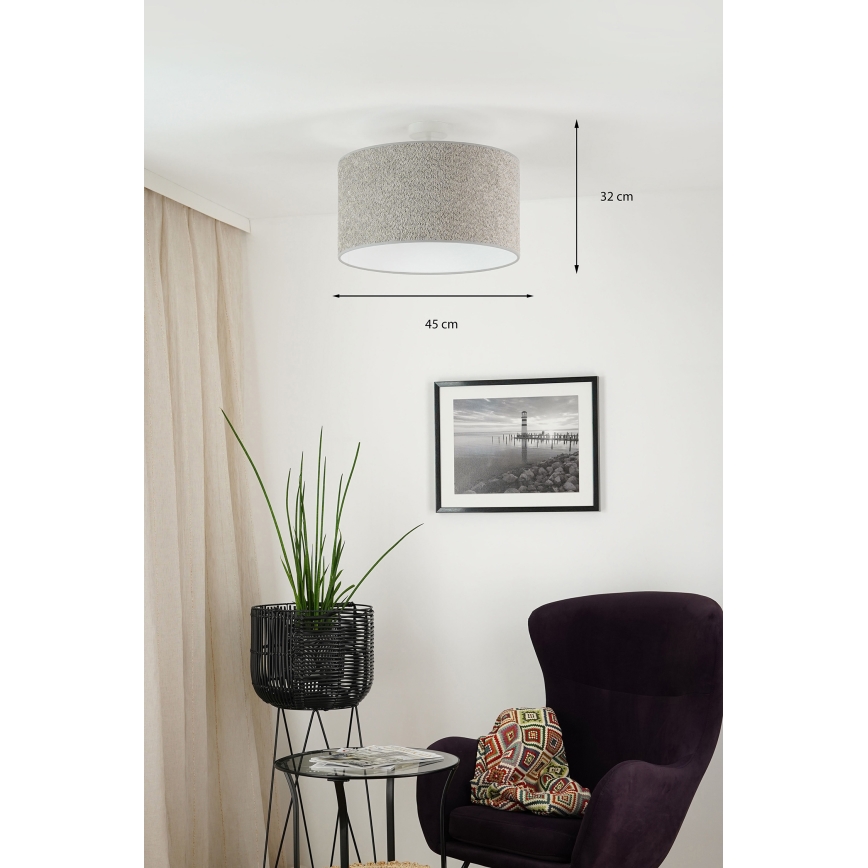 Brilagi - Hanglamp aan een koord BOUCLE ROLLER 1xE27/15W/230V diameter 45 cm grijs