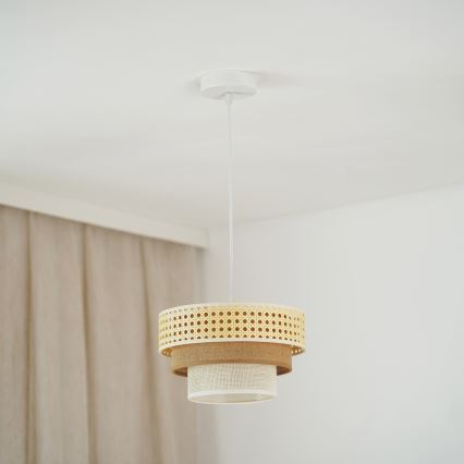 Brilagi - Hanglamp aan een koord CEDAR LUNETA 1xE27/15W/230V diameter 25 cm beige/bruin/crème