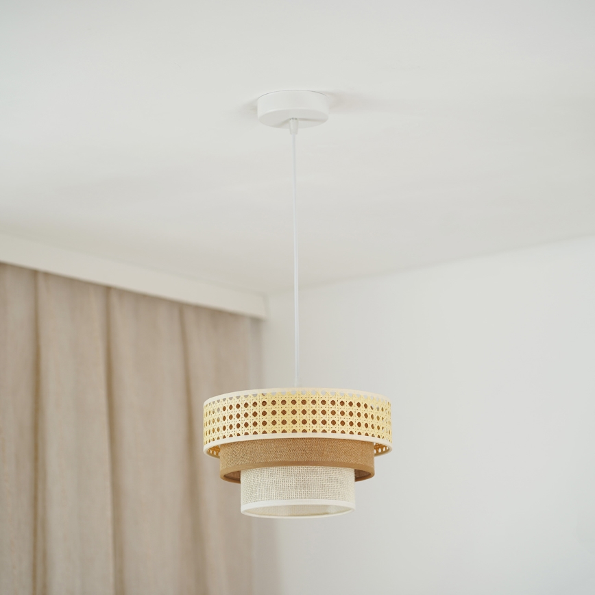 Brilagi - Hanglamp aan een koord CEDAR LUNETA 1xE27/15W/230V diameter 25 cm beige/bruin/crème