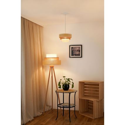 Brilagi - Hanglamp aan een koord CEDAR LUNETA 1xE27/15W/230V diameter 25 cm beige/bruin/crème
