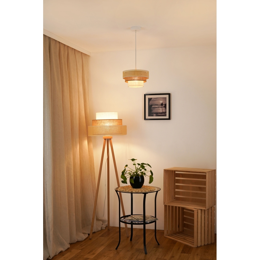 Brilagi - Hanglamp aan een koord CEDAR LUNETA 1xE27/15W/230V diameter 25 cm beige/bruin/crème