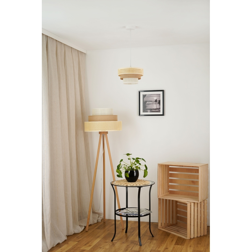 Brilagi - Hanglamp aan een koord CEDAR LUNETA 1xE27/15W/230V diameter 25 cm beige/bruin/crème