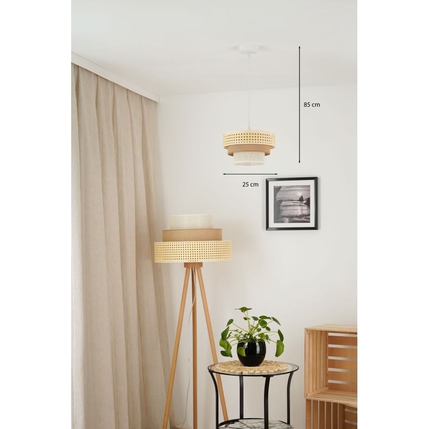 Brilagi - Hanglamp aan een koord CEDAR LUNETA 1xE27/15W/230V diameter 25 cm beige/bruin/crème