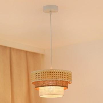 Brilagi - Hanglamp aan een koord CEDAR LUNETA 1xE27/15W/230V diameter 25 cm beige/bruin/crème