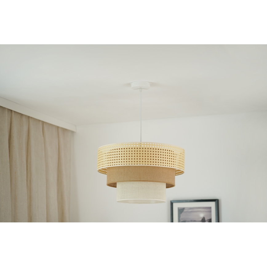 Brilagi - Hanglamp aan een koord CEDAR LUNETA 1xE27/15W/230V diameter 45 cm beige/bruin/crème