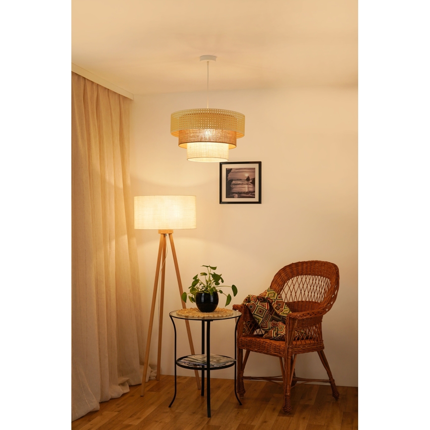 Brilagi - Hanglamp aan een koord CEDAR LUNETA 1xE27/15W/230V diameter 45 cm beige/bruin/crème