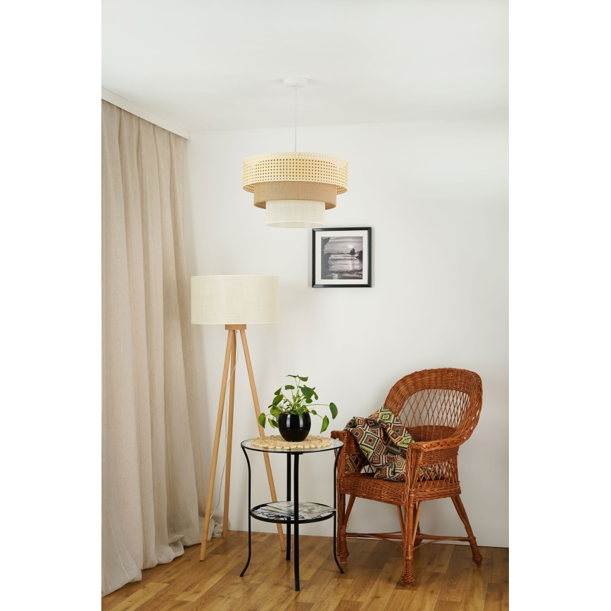 Brilagi - Hanglamp aan een koord CEDAR LUNETA 1xE27/15W/230V diameter 45 cm beige/bruin/crème
