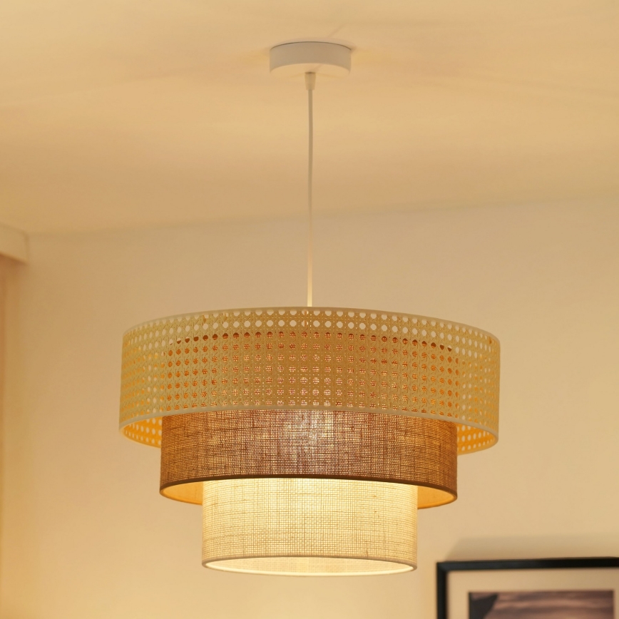 Brilagi - Hanglamp aan een koord CEDAR LUNETA 1xE27/15W/230V diameter 45 cm beige/bruin/crème