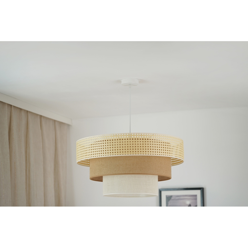 Brilagi - Hanglamp aan een koord CEDAR LUNETA 1xE27/15W/230V diameter 60 cm beige/bruin/crème
