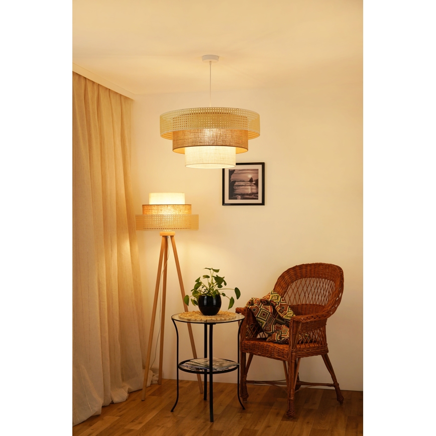 Brilagi - Hanglamp aan een koord CEDAR LUNETA 1xE27/15W/230V diameter 60 cm beige/bruin/crème