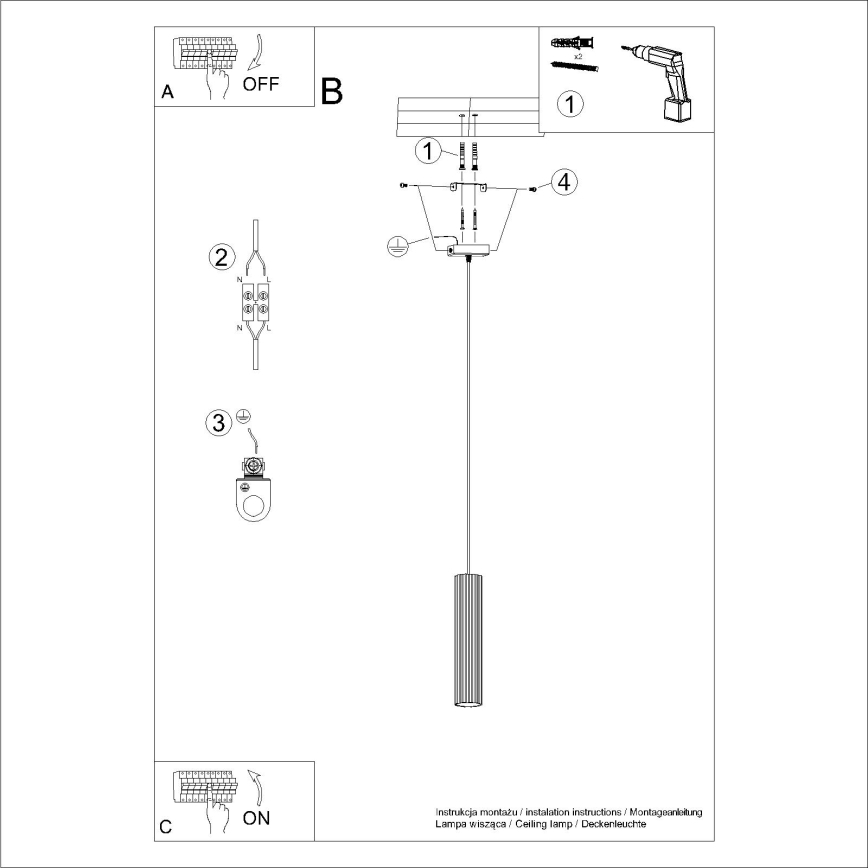 Brilagi - Hanglamp aan een koord CRESTO 1xGU10/10W/230V zwart