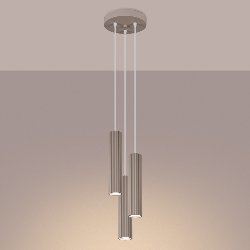 Brilagi - Hanglamp aan een koord CRESTO 3xGU10/10W/230V taupe