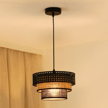 Brilagi - Hanglamp aan een koord DAKOTA LUNETA 1xE27/15W/230V diameter 25 cm zwart/beige