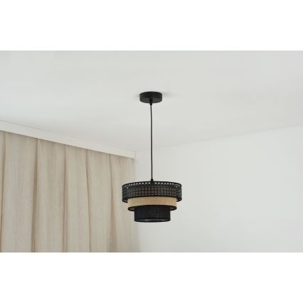 Brilagi - Hanglamp aan een koord DAKOTA LUNETA 1xE27/15W/230V diameter 25 cm zwart/beige