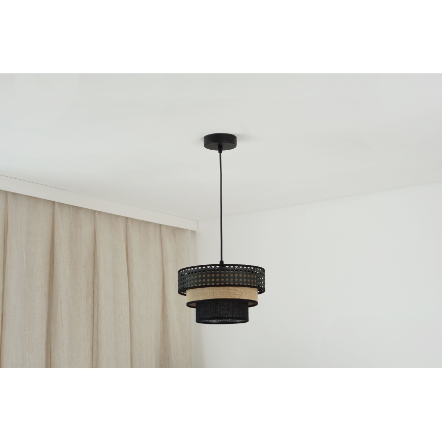 Brilagi - Hanglamp aan een koord DAKOTA LUNETA 1xE27/15W/230V diameter 25 cm zwart/beige