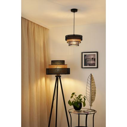 Brilagi - Hanglamp aan een koord DAKOTA LUNETA 1xE27/15W/230V diameter 25 cm zwart/beige