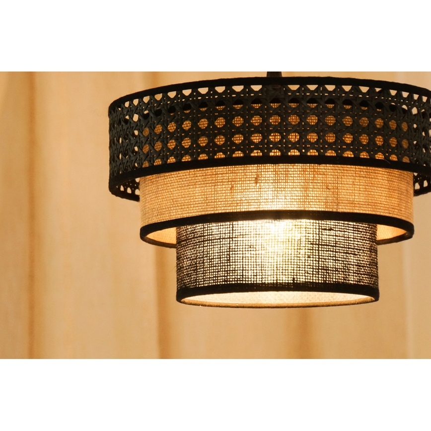 Brilagi - Hanglamp aan een koord DAKOTA LUNETA 1xE27/15W/230V diameter 25 cm zwart/beige