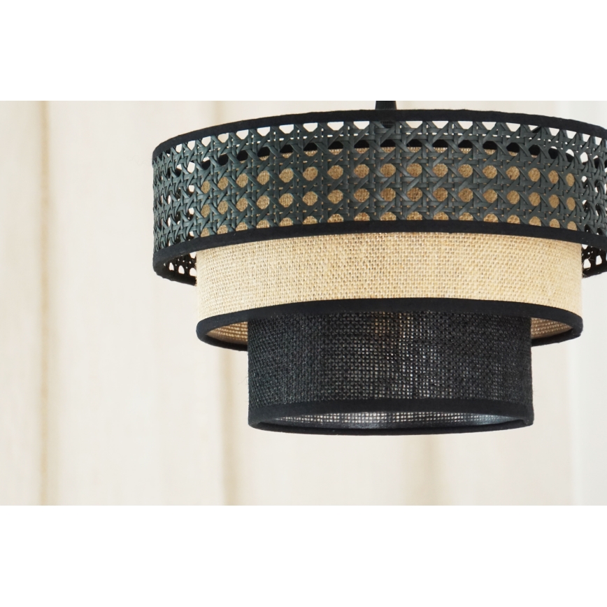 Brilagi - Hanglamp aan een koord DAKOTA LUNETA 1xE27/15W/230V diameter 25 cm zwart/beige