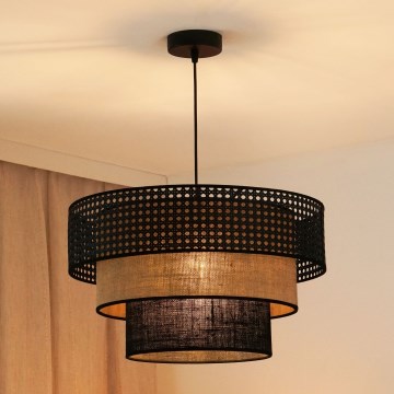 Brilagi - Hanglamp aan een koord DAKOTA LUNETA 1xE27/15W/230V diameter 45 cm zwart/beige
