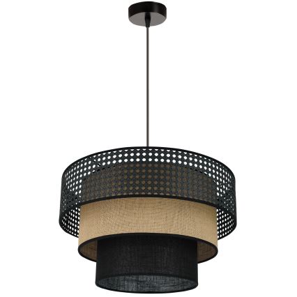 Brilagi - Hanglamp aan een koord DAKOTA LUNETA 1xE27/15W/230V diameter 45 cm zwart/beige
