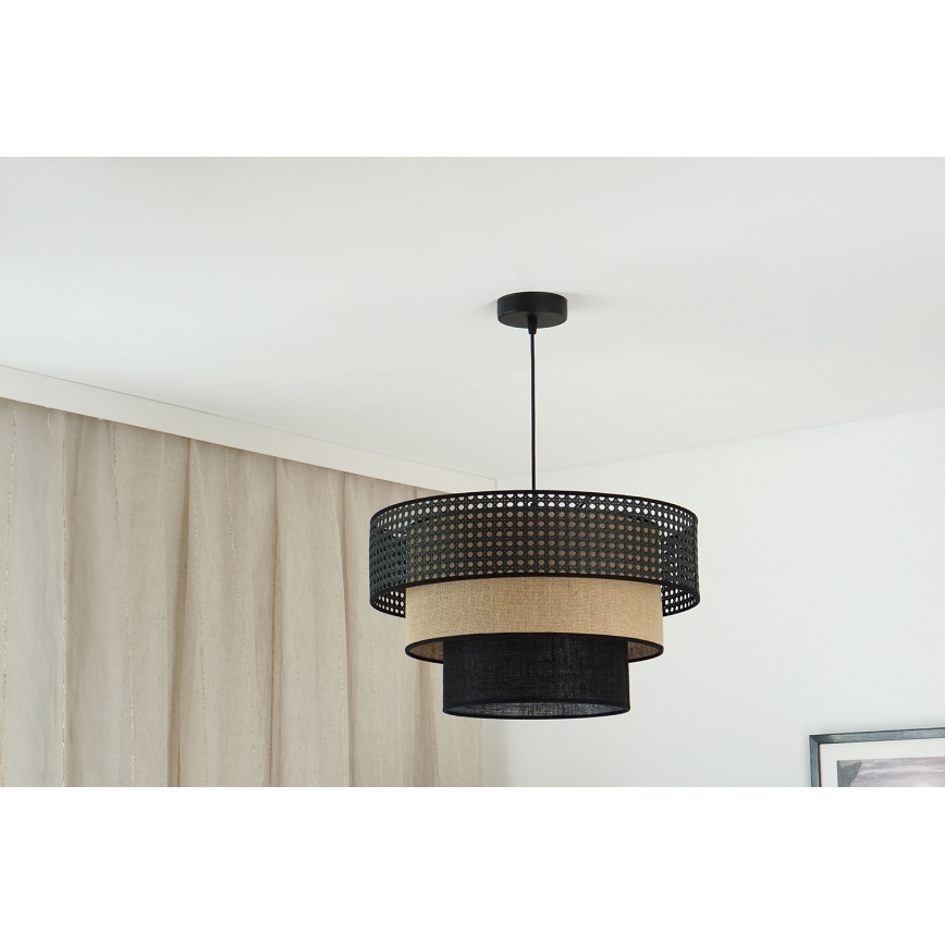 Brilagi - Hanglamp aan een koord DAKOTA LUNETA 1xE27/15W/230V diameter 45 cm zwart/beige