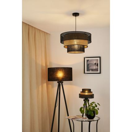 Brilagi - Hanglamp aan een koord DAKOTA LUNETA 1xE27/15W/230V diameter 45 cm zwart/beige