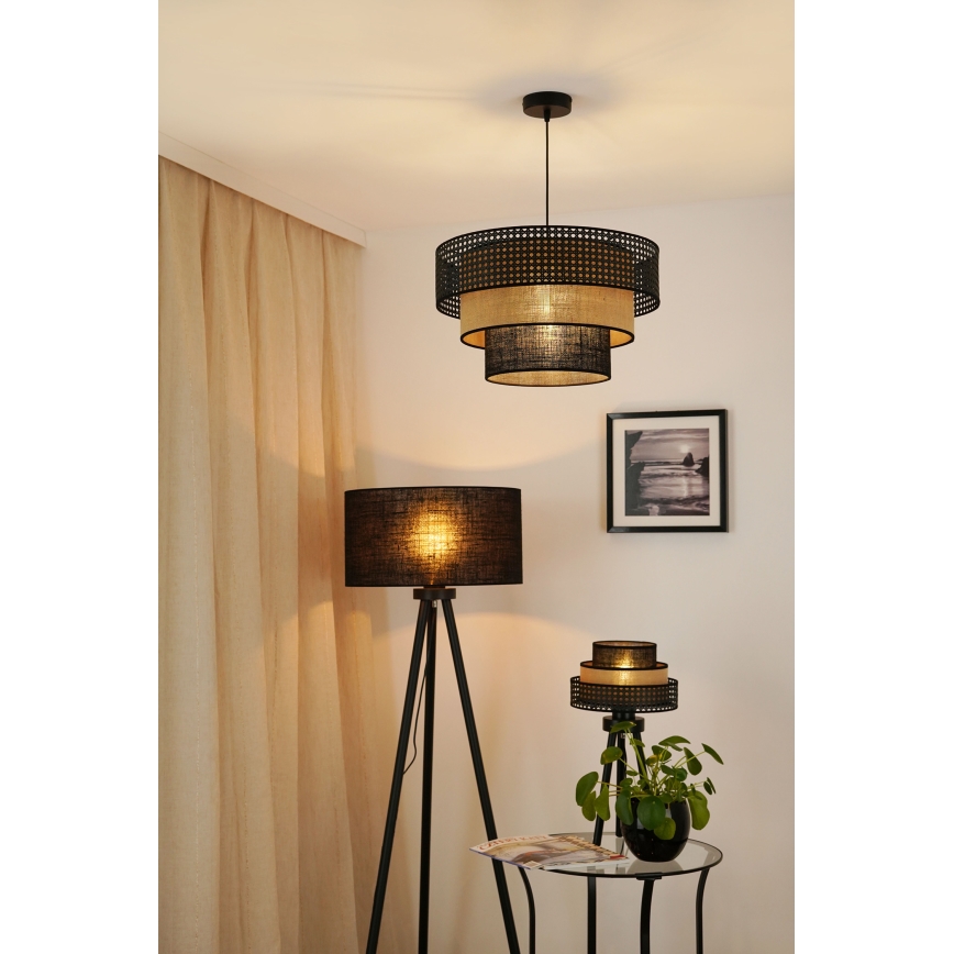 Brilagi - Hanglamp aan een koord DAKOTA LUNETA 1xE27/15W/230V diameter 45 cm zwart/beige