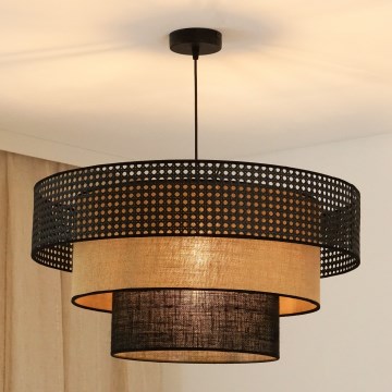 Brilagi - Hanglamp aan een koord DAKOTA LUNETA 1xE27/15W/230V diameter 60 cm zwart/beige