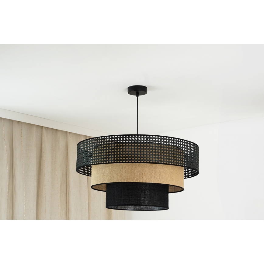 Brilagi - Hanglamp aan een koord DAKOTA LUNETA 1xE27/15W/230V diameter 60 cm zwart/beige